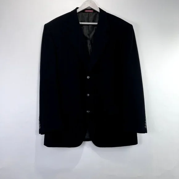 Rossi Umberto Rossi‎ Men Suit Wool 100% Black 3 Buttons down Size 44R/Large