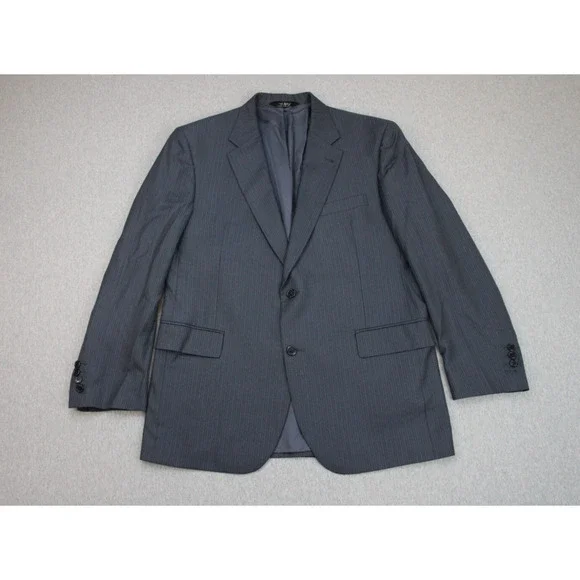 Jos A Bank Blazer Mens 42R Gray Striped Lined 2 Button Suit‎ Jacket