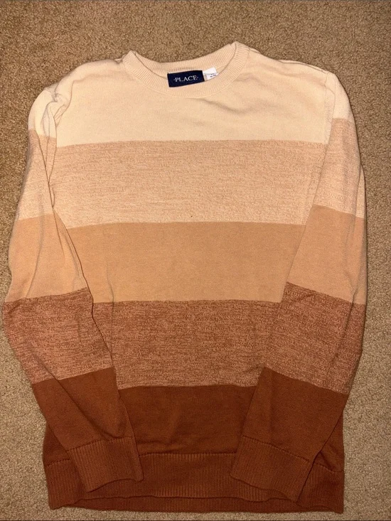 The Children's Place Men's Crewneck Sweater in Cream, Tan & Brown