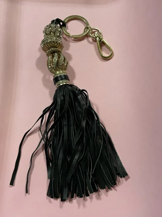 Long Leather Rhinestone Key Ring #9386