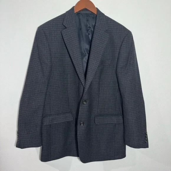 Chaps 100% Wool Black Two Button Sports Coat/Blazer Size 42R