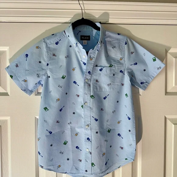 The Children’s Place, Short Sleeve, Button Up Shirt Sz 14 NWT