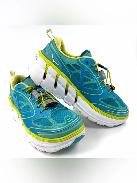 HOKA ONE ONE Conquest Running Shoes Blue Lime Women’s 6.5