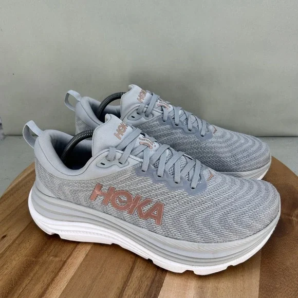 Hoka Gaviota 5 Wide Harbor Mist Rose Gold Running Shoes Cushion Womens Size 11 D