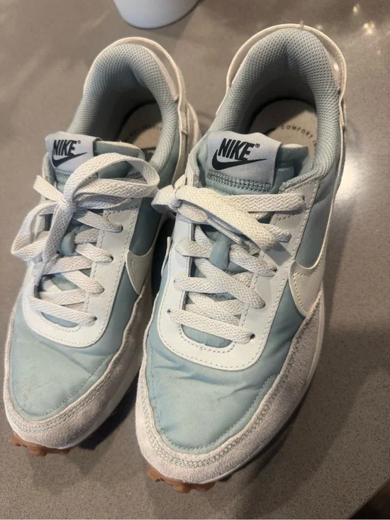 Nike Pale Blue and White Low-Top Sneakers