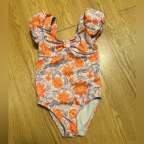 Janie and Jack Orange Floral One-Piece Swimsuit