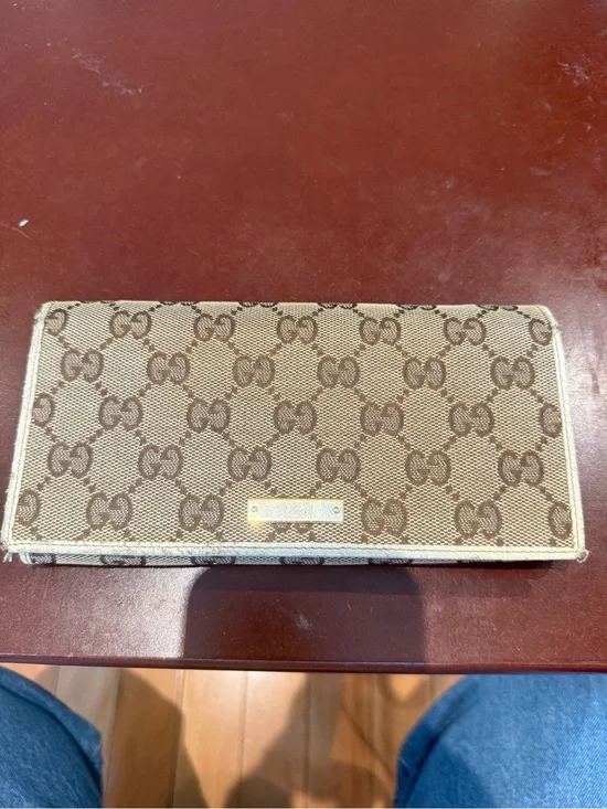 Gucci Brown and Beige GG Signature Continental Wallet