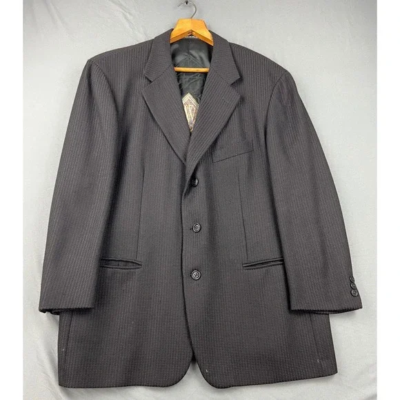 Pal Zileri Pull Blazer Mens 44 Black Wool 3 Button Sport Coat Made in Italy Good