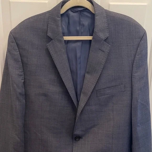 Lauren Ralph Lauren Mens 46L Slim Fit Blue Glen Plaid 100% Wool Blazer Jacket