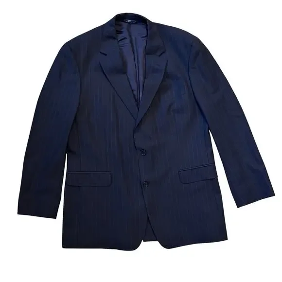 Brooks Brothers 346 Navy Pinstripe Wool Stretch Two Button Blazer Mens 45L