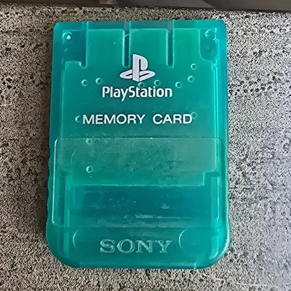PS1 Sony PlayStation 1 Memory Card Translucent Emerald Green SCPH1020 Authentic