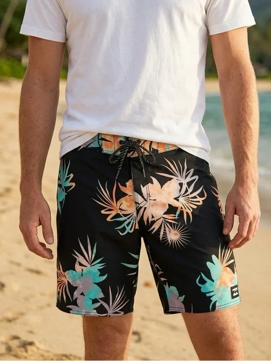 NWT Billabong Youth Boys Recycler Sunday Pro Board Shorts Black Floral - Size 25