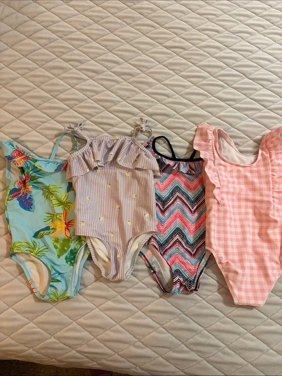 Set of Four Toddler Girls One-Piece Swimsuits