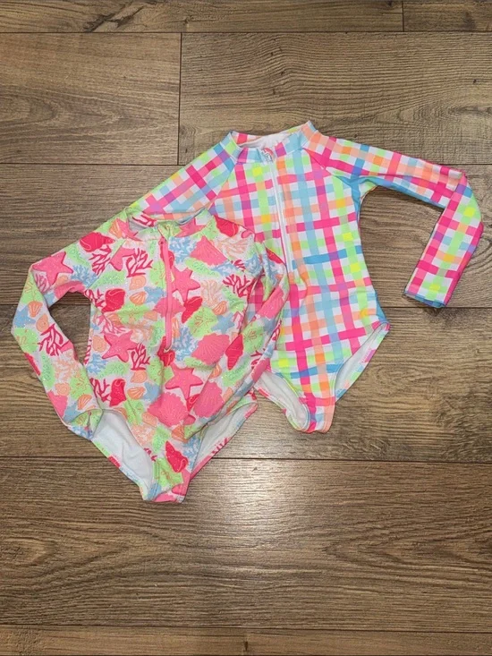 Kids Long Sleeve One-Piece Swimsuit - Bright Multi Colors
