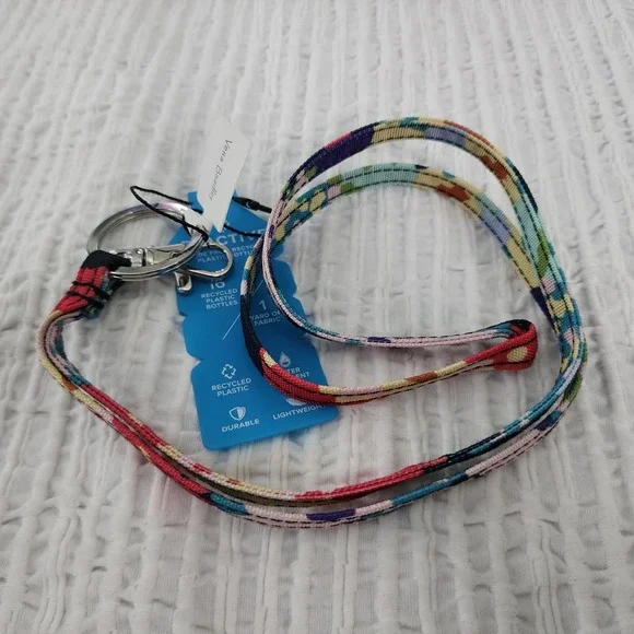 Vera Bradley ReActive Lanyard Happy Blooms Cross-Stitch Keychain 26692-V47 NEW