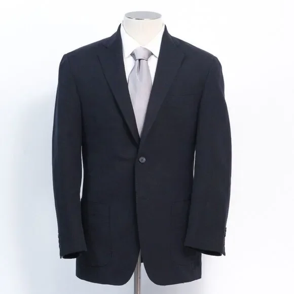 Samuelsohn Cotton Wool Navy Sport Coat 2B 2V Canada Full Canvas Jacket 40R