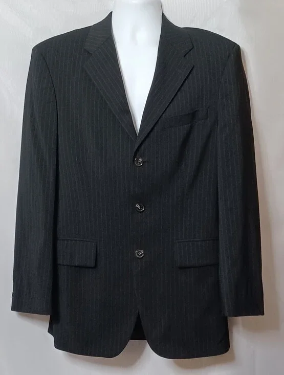 Ralph Lauren Men's Dark Charcoal Pinstripe Suit Blazer. 38R