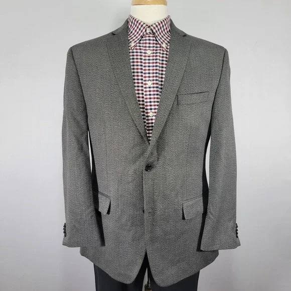 Michael Kors Men's Sport Coat Blazer Two Button Gray‎ herringbone Poly Blend 42R