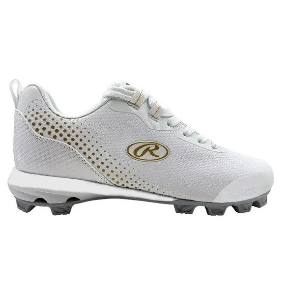 Rawlings Women's Division Low Softball Cleats - White/Gold, Size 7