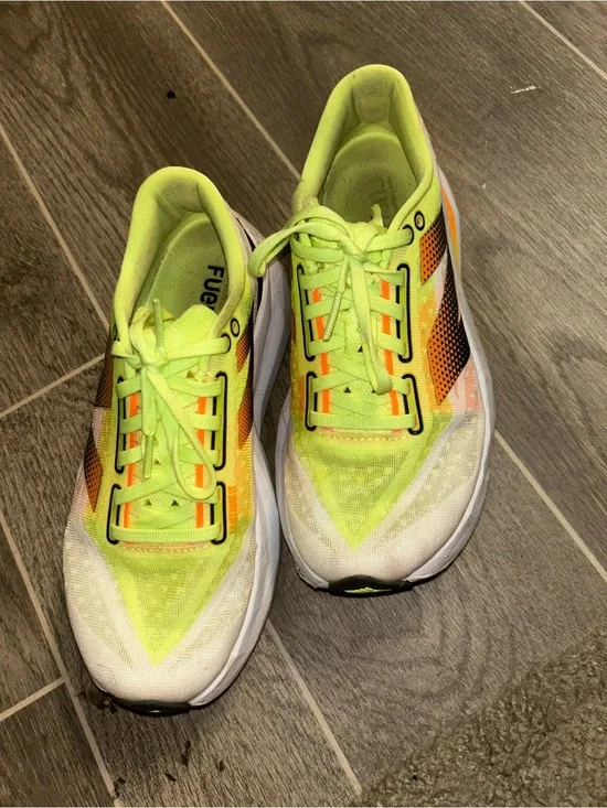 New Balance Women's Neon Yellow White Orange Athletic Running Shoes