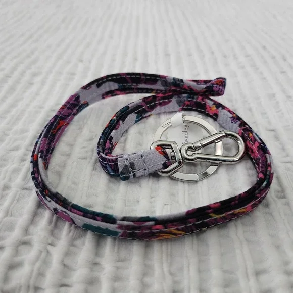 Vera Bradley Lanyard Petite Neon Blooms Floral Cotton Key ID 24159-T94 NEW