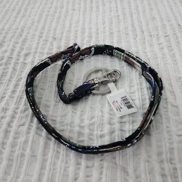 Vera Bradley Lanyard Java Navy Camo Paisley Cotton Key ID Holder 28145-11940 NWT