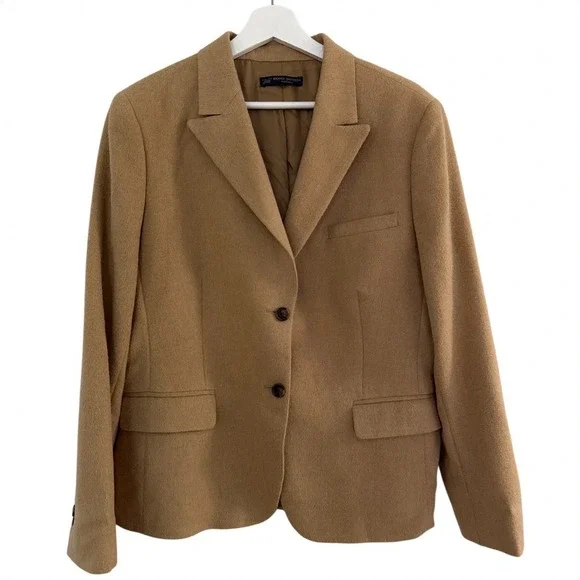 Brooks Brothers 346 Camel Hair Blazer Tan 2-Button Sport Coat Mens 16 US Lined