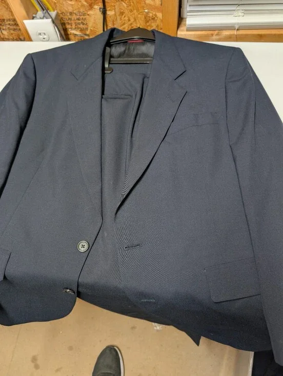 Hart Schaffner Marx (44Rx38x29) Navy Single-Breasted Suit
