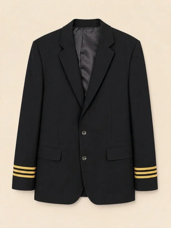Murphy & Hartelius Authentic Pilot Uniform Blazer 3 Gold Strip Wool Black 44L