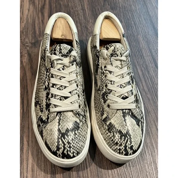 Sam Edelman Ethyl Beach Multi Snake Leather Casual Lace-Up Sneaker Shoes Sz 9.5M