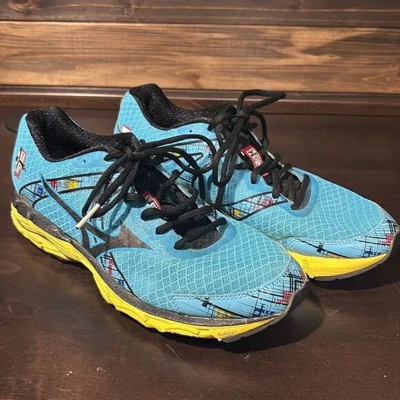 Mizunu Wave Inspire X10 Running Shoes Blue Yellow Size 10