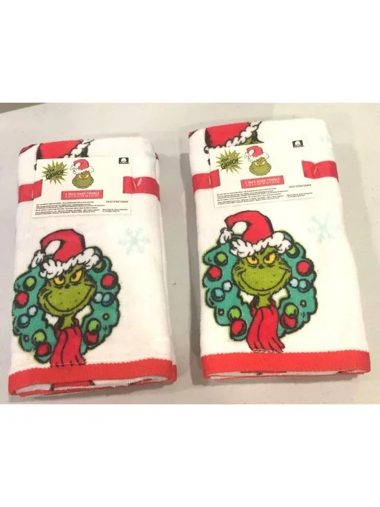 How the Grinch Stole Christmas Hand Towels Set of 2 Packages 2 Towels Each