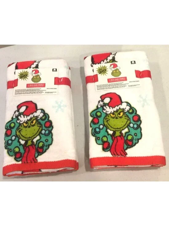How the Grinch Stole Christmas Hand Towels Set of 2 Red White Green