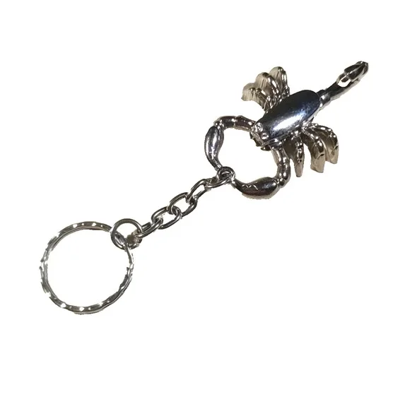 Scorpion Keychain Metal Articulated Silver Tone