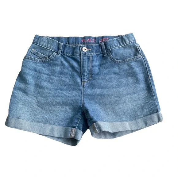The Children's Place Girls Shortie Short‎ Court Light Wash Denim  Shorts 14 NWOT