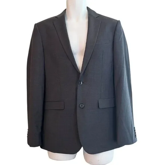 Express 36 R Slim Dark Gray Suit Coat Jacket Blazer Stretch Wrinkle Resistant