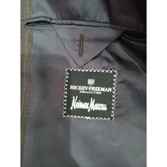 Loro‎ Piana Hickey Freeman Tasmania 120 Pinstripe Wool Blazer Brown 50L 2248