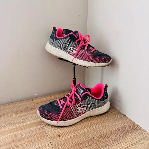 Skechers Burst Ellipse Pink And Black Sneakers Womens Size 10