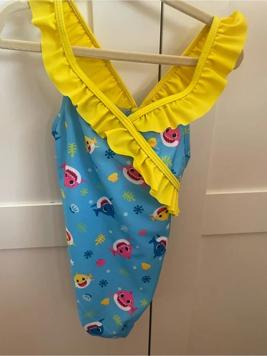 Baby shark girls one piece swim 4t