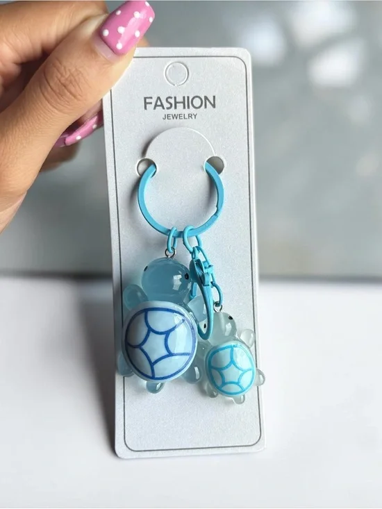 Blue Turtle Keychain Duo