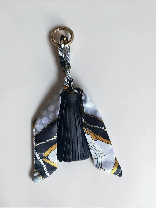 Black Tassel and Scarf Bag Charm