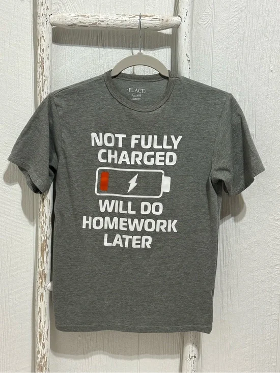 The Children's Place Green 'Not Fully Charged' Homework Graphic Tee