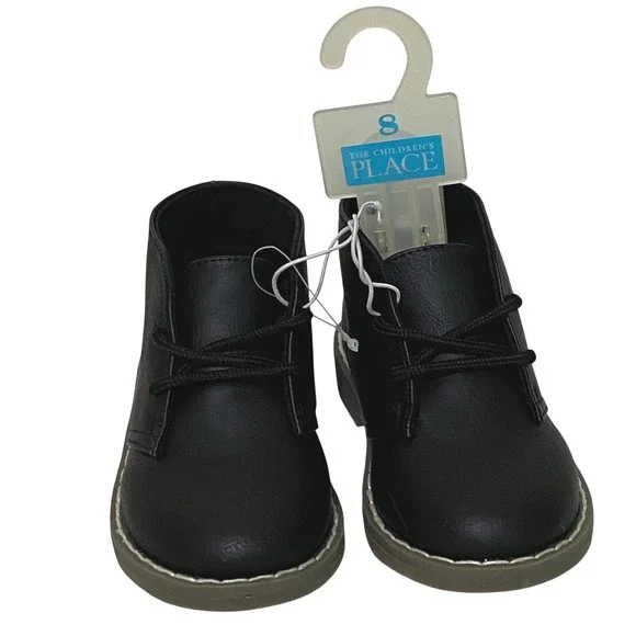 Toddler Boys Black Lace Up Chukka Style Ankle Boots Size 8 School Church‎ Travel