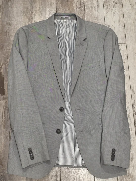 38R Men's Express Innovator Blazer Skinny Fit Gray 100% Cotton Sport Coat