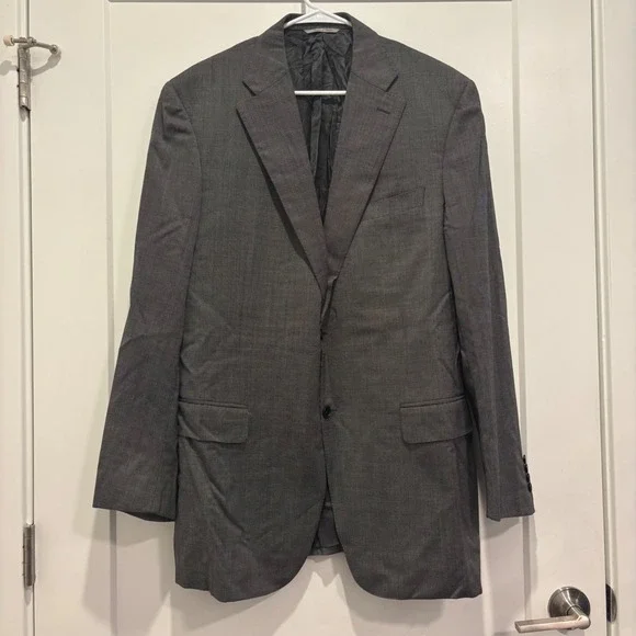 Canali 1934 Mens Grey Micro Pattern 100% Wool Blazer Sport Coat Italy 46L