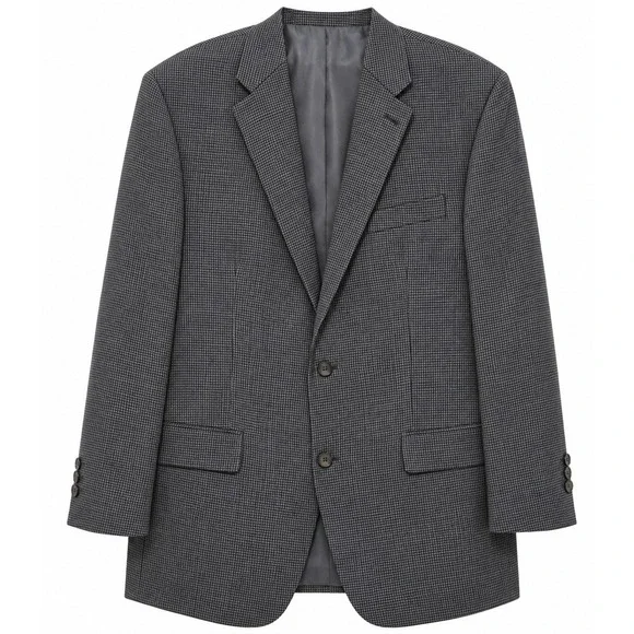 Ralph , Ralph Lauren  Mens 42R Gray Blue Micro Check Wool Sport Coat Blazer