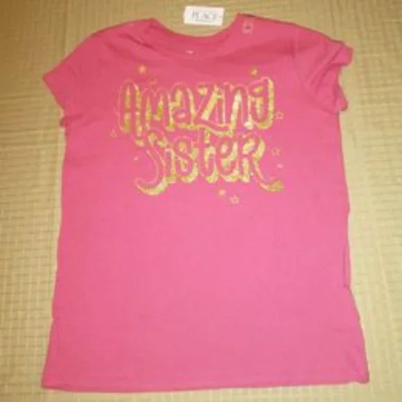 Children's Place girls shirt Amazing Sister Pink L (10-12) K-192