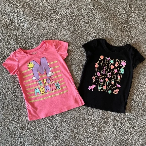 The Children’s Place Girls 5T Back to School LOT of Two Short Sleeve Shirts ABC