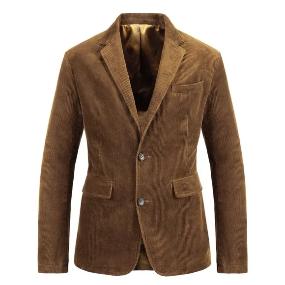 Chouyatou Vintage Casual Blazer Jacket in Brown Corduroy Men's Size XL