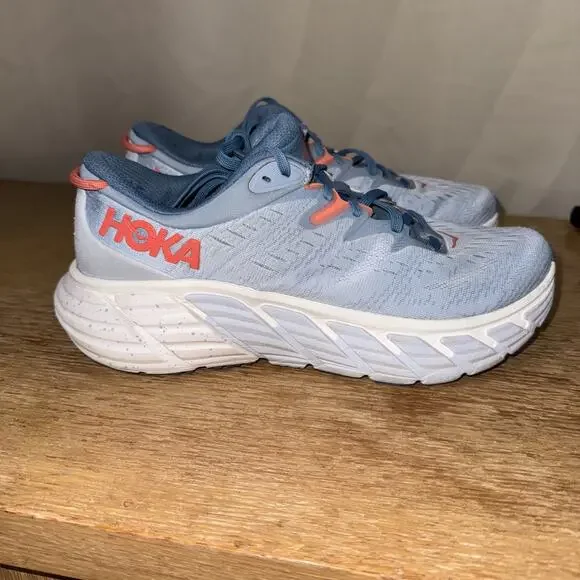 Women's Hoka One One Gaviota 4 Sz9B Road Running Shoes Blue Fog Plein Air